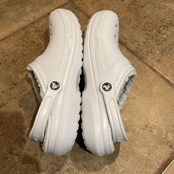 Crocs Blue Classic Lined Clog Shoes Unisex M9 W11 Comfort Faux Fur - Picture 8 of 10